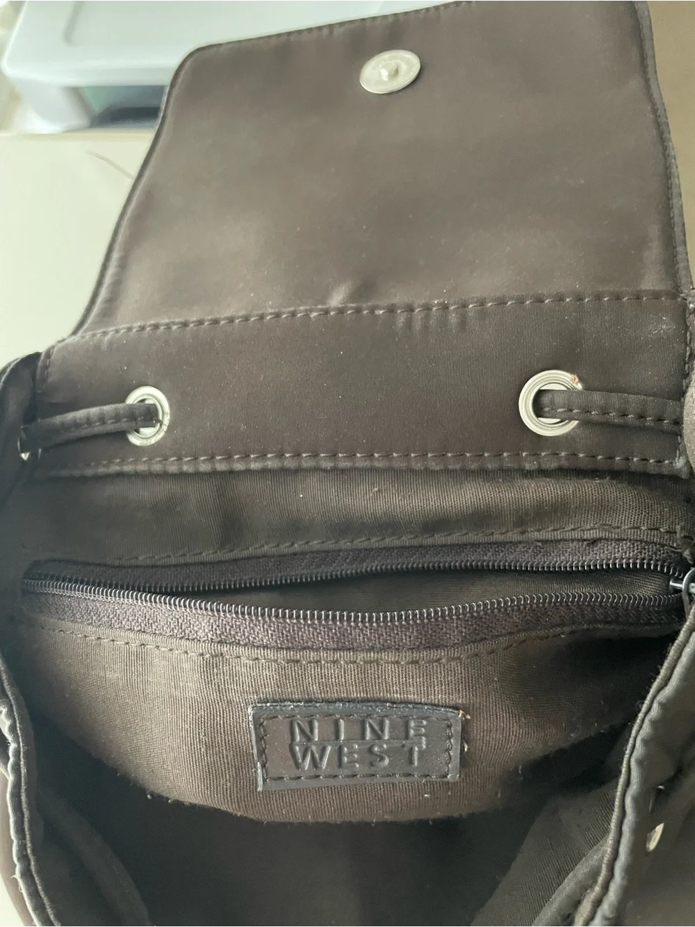 Nine West Dark Brown Microfiber and Faux-Leather & Backpack Purse